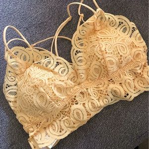 VICTORIAS SECRET PINK womans SZ L Long Line lace spaghetti strap racerback NWT